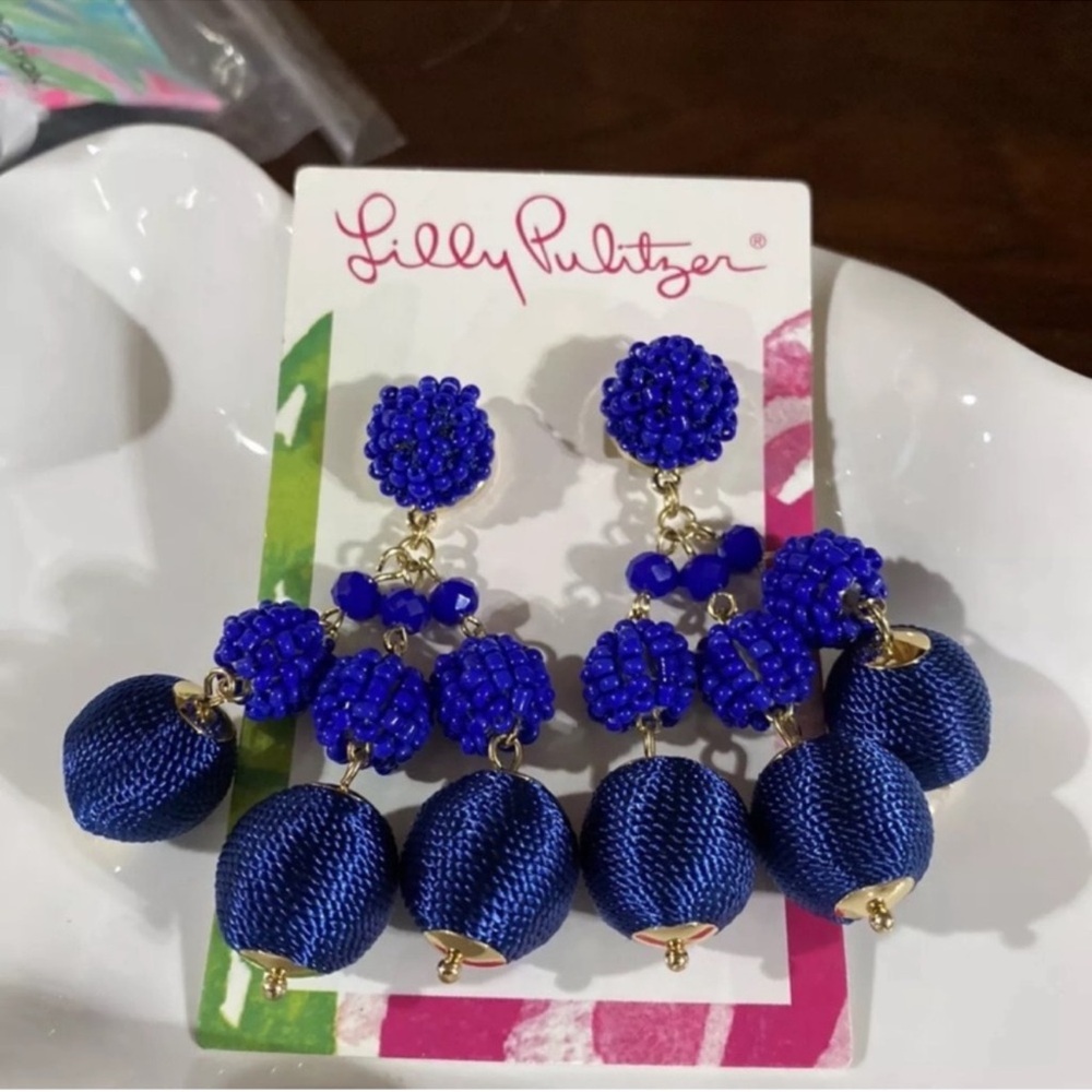Lilly Pulitzer Navy and Gold Clip-On Earrings